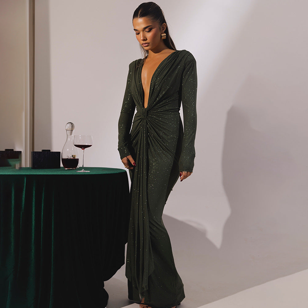 Gorgeous Long Neck Open Dress