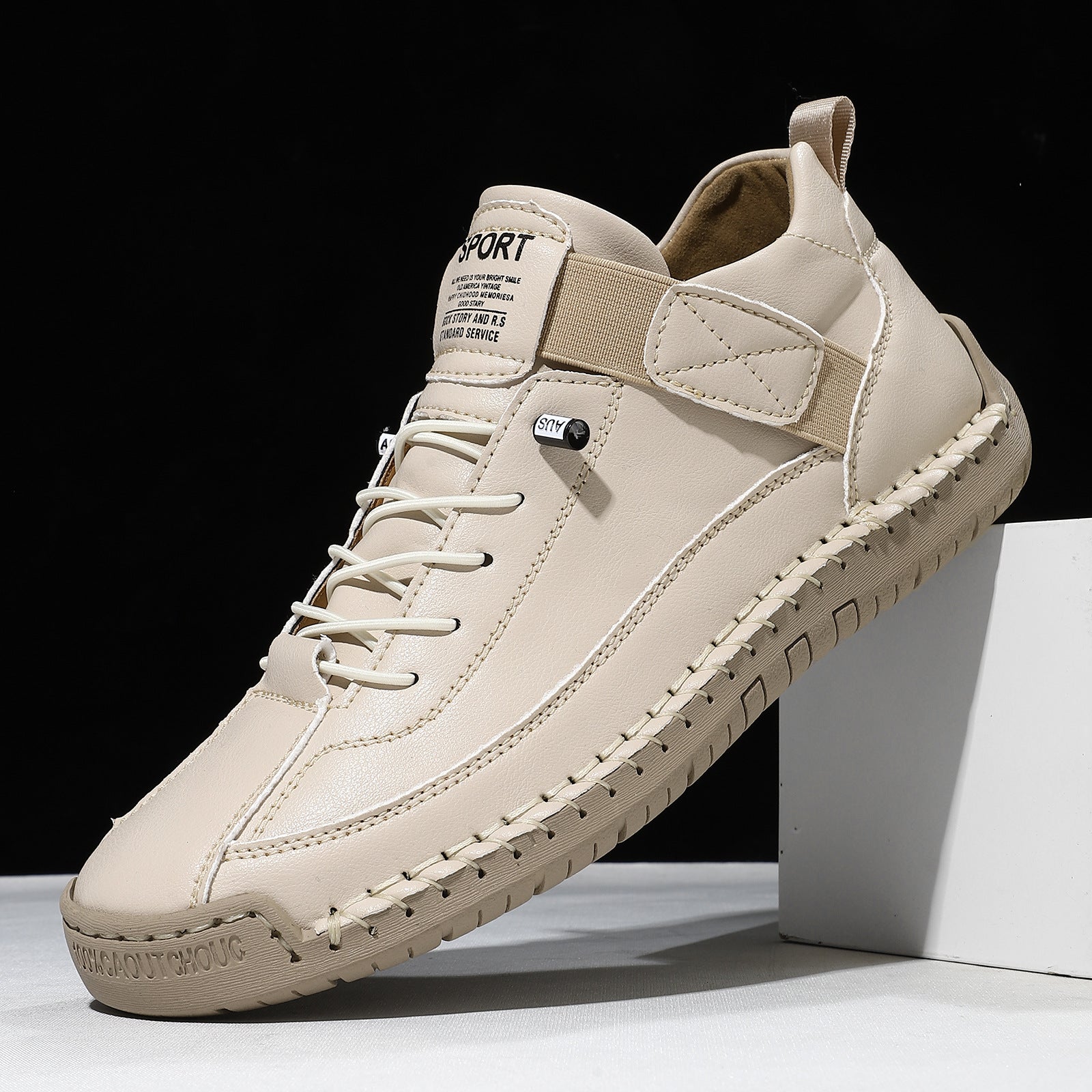 Flat-Soled Casual Hand-Stitched Mens Shoes
