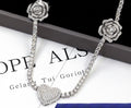 High quality 925 Silver Set Moissani Hip-hop Rose Necklaceffrh