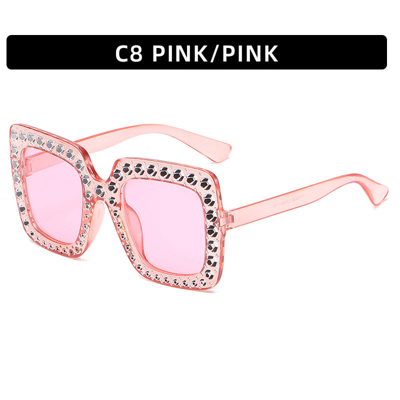 Large diamond-embellished sunglasses