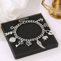 Elephant Letter Four Leaf Clover Pendant Bracelet