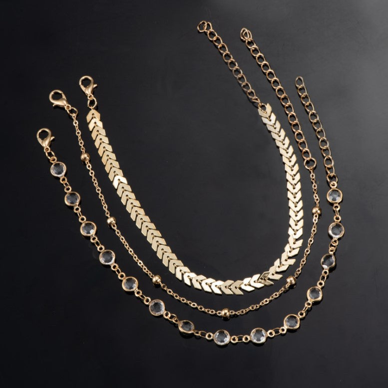 Fashion Anklet Three-Piece Flat Snake