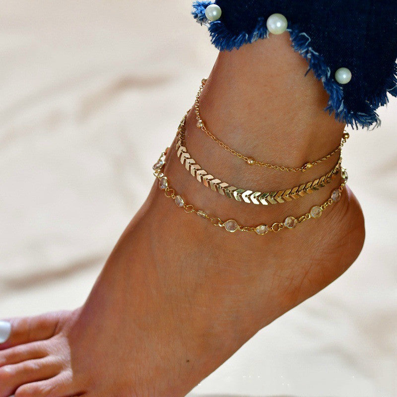 Fashion Anklet Three-Piece Flat Snake