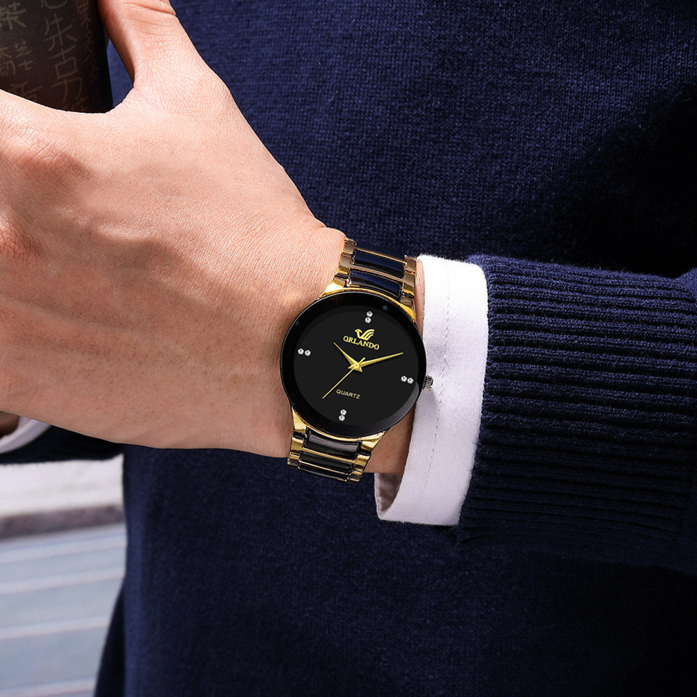 Men's Steel Strap Watch Two-color Strap