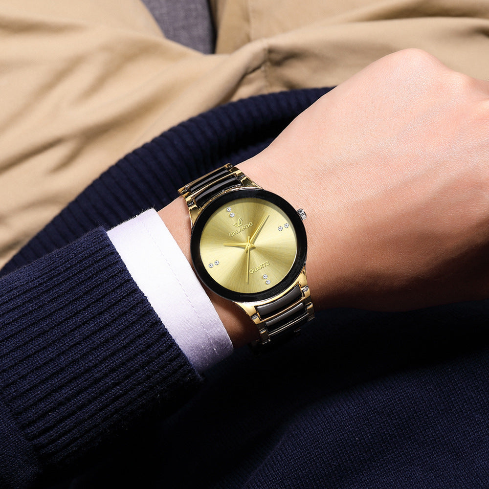 Men's Steel Strap Watch Two-color Strap