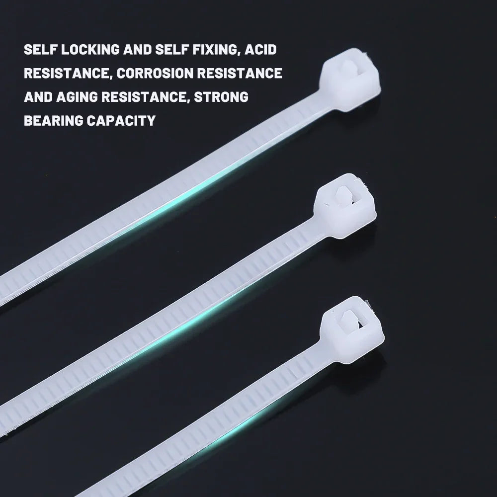 100pcs white 4x200 cable ties 