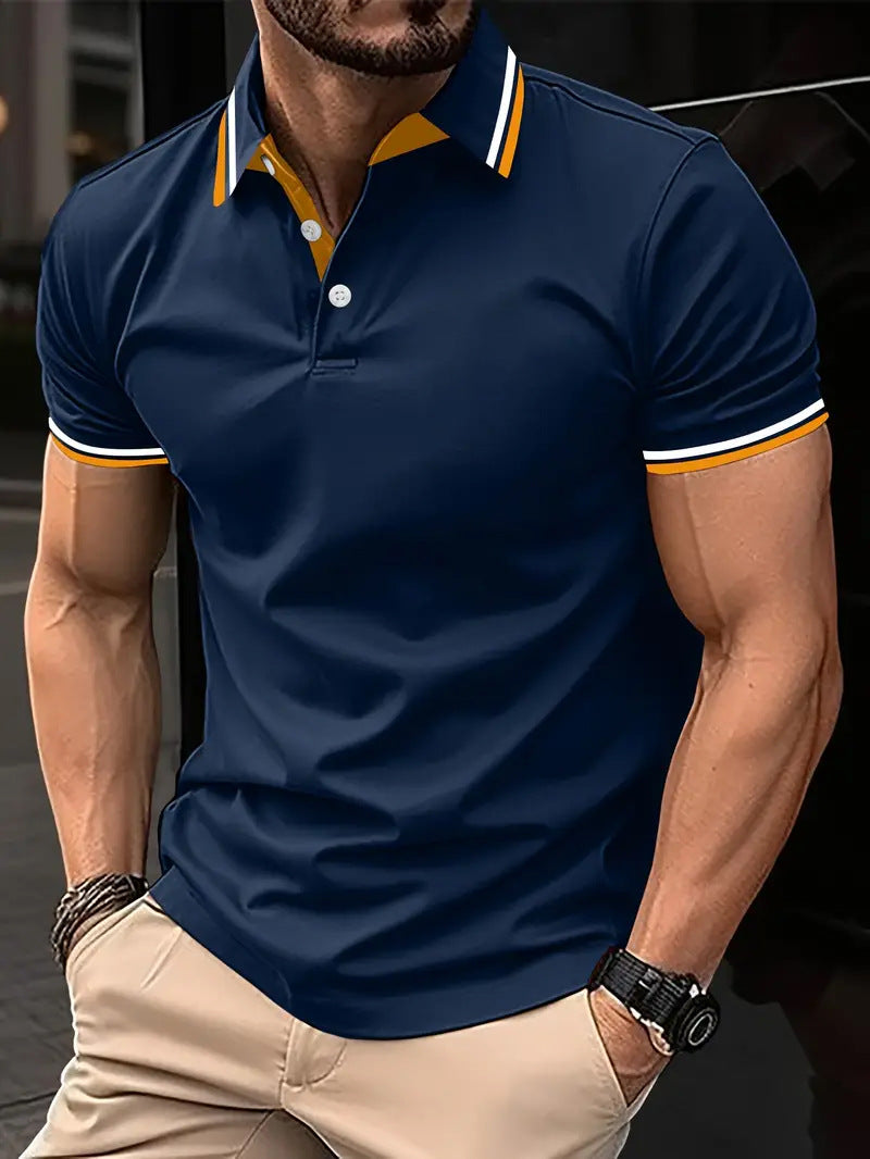 Men's Slim-fit Ribbed Striped Lapel