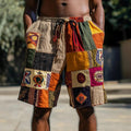 Men's  Patchwork Casual Linen Shorts