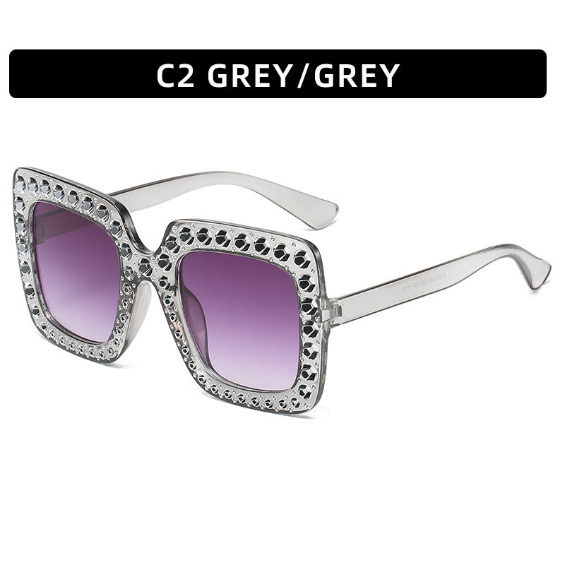 Large diamond-embellished sunglasses