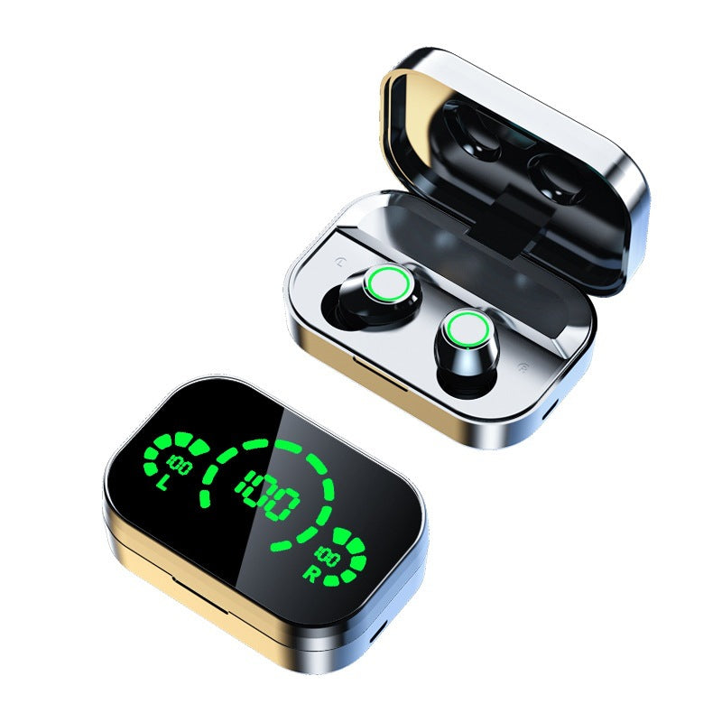 Black wireless headphones, with versatile charging case