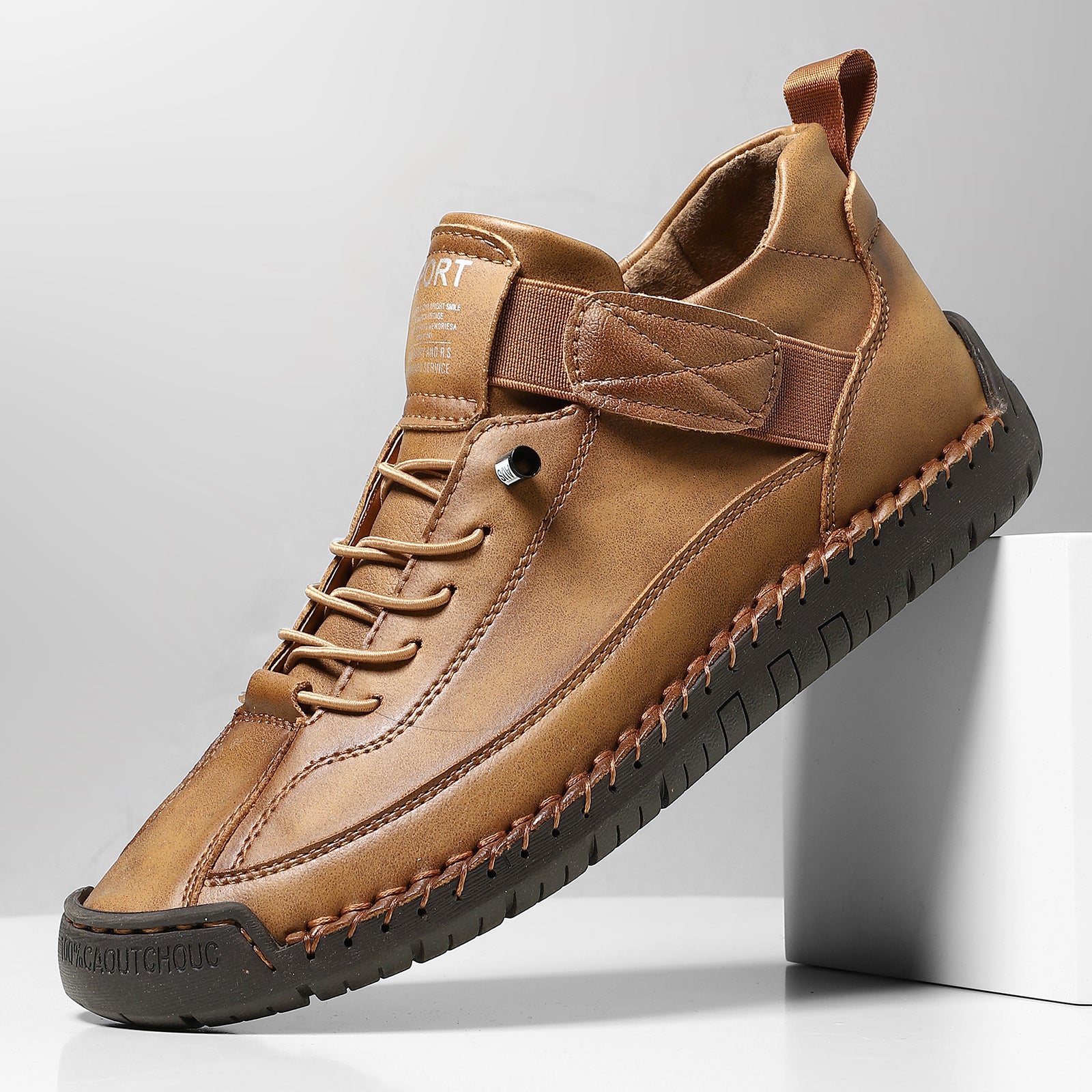 Flat-Soled Casual Hand-Stitched Mens Shoes
