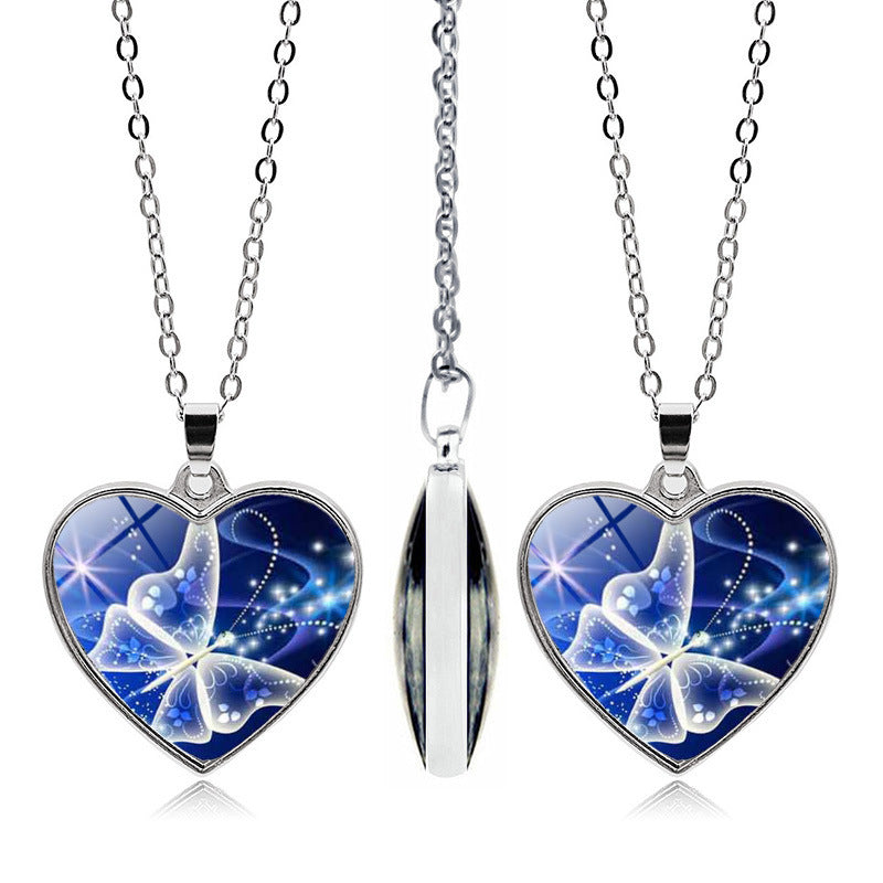 Time Gem Heart Shaped Alloy Pendant