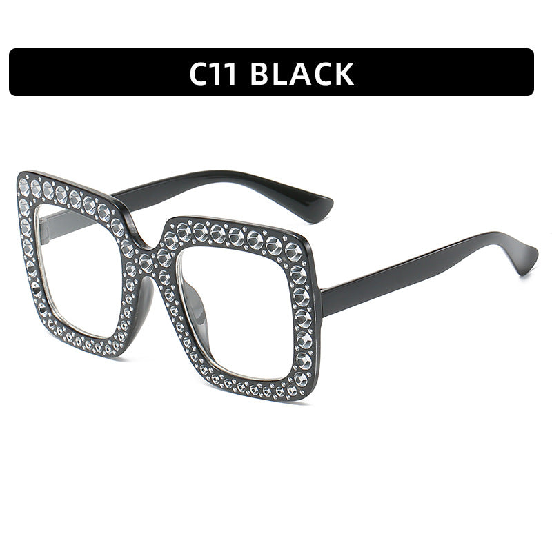 Large diamond-embellished sunglasses