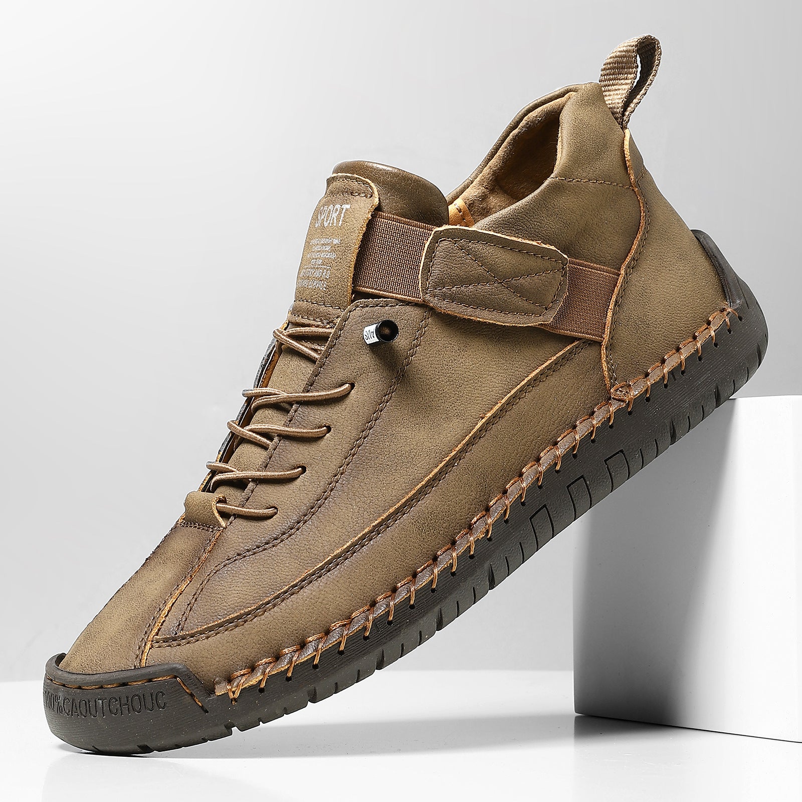 Flat-Soled Casual Hand-Stitched Mens Shoes