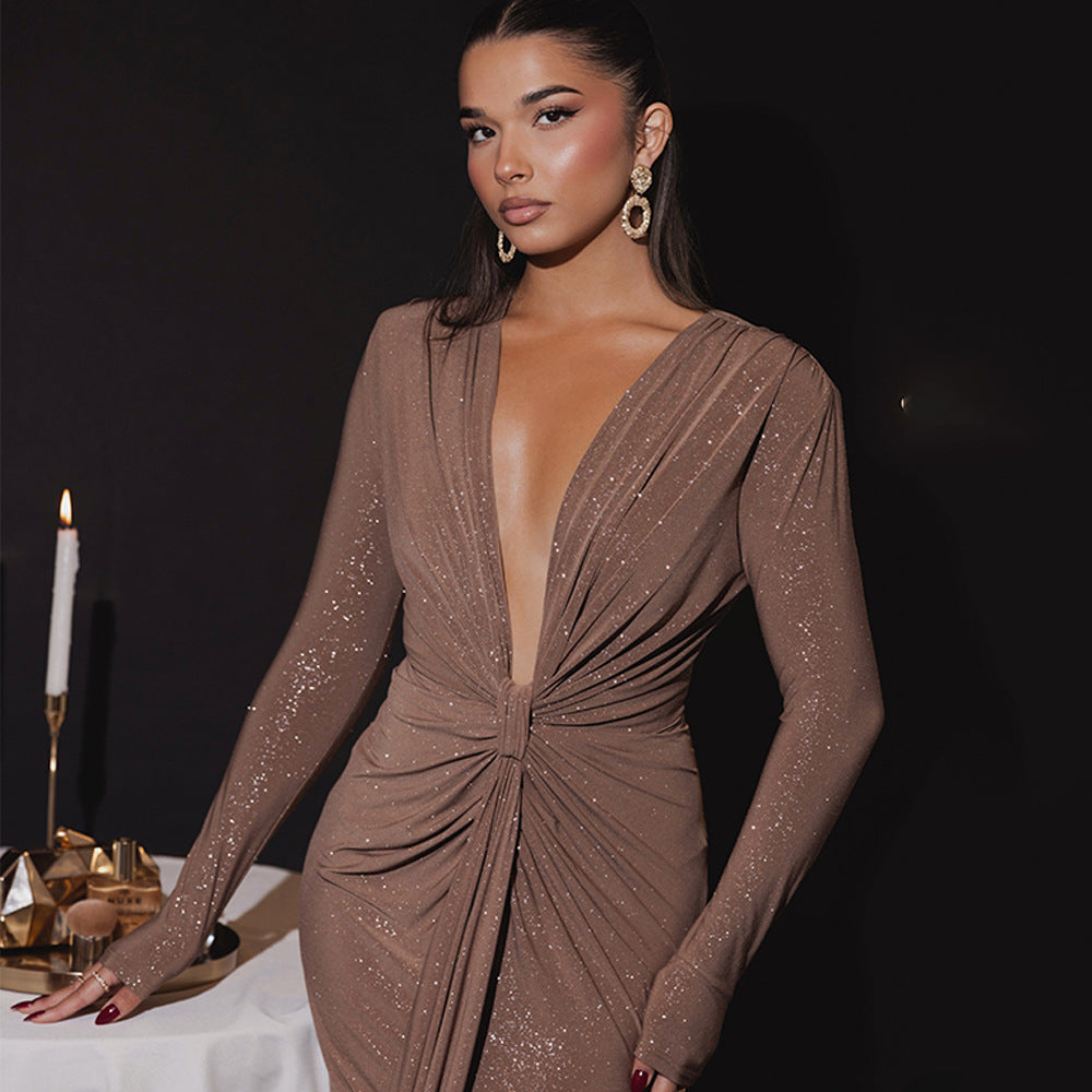 Gorgeous Long Neck Open Dress