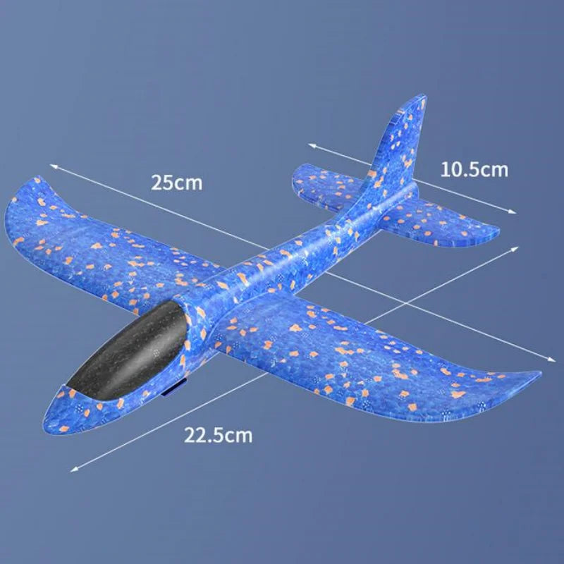 Glowing Foam Aircraft 10M Launcher Catapult Glider Aircraft Gun Toy Children's Outdoor Game Bubble Model Shooting Flying Roundab
