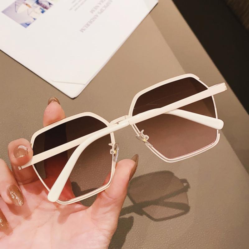 Sunglasses Oversize Metal Square Eyewear Uv400 Sunscreen Women
