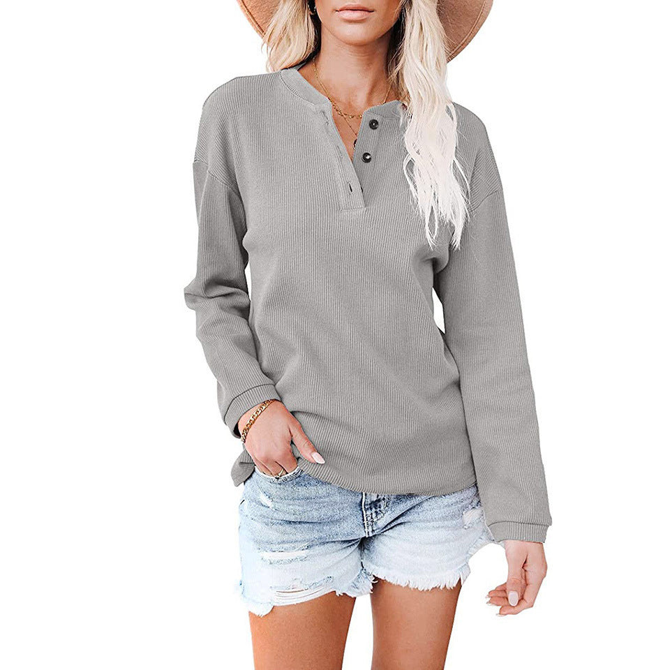 Solid Color Long-sleeved Top T-shirt Women