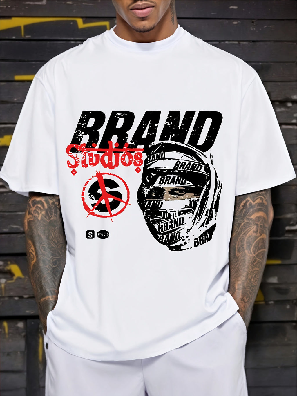 Men's Striped Color-Block Crewneck Short-Sleeve T-Shirt