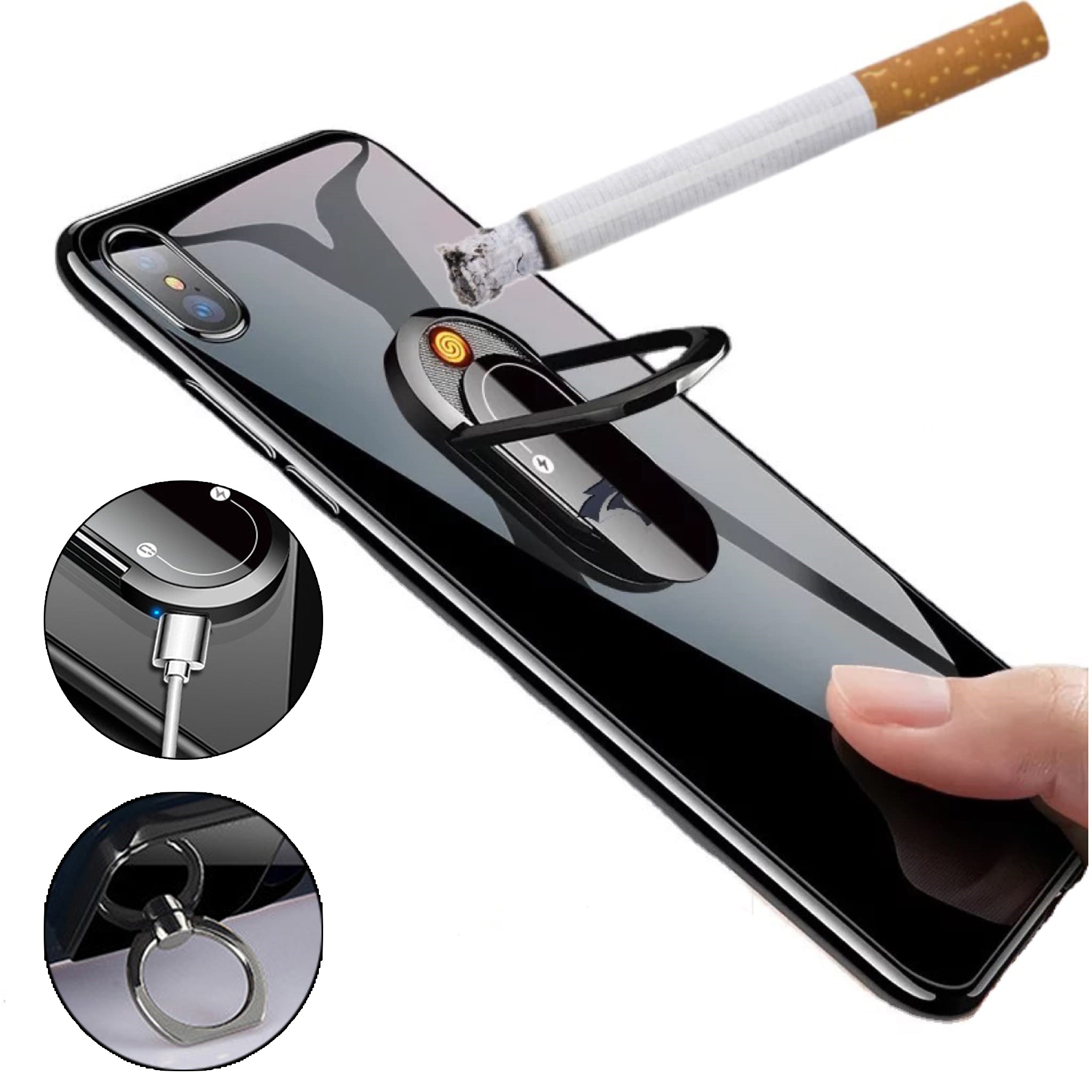 A multi-purpose accessory that fits behind the phone