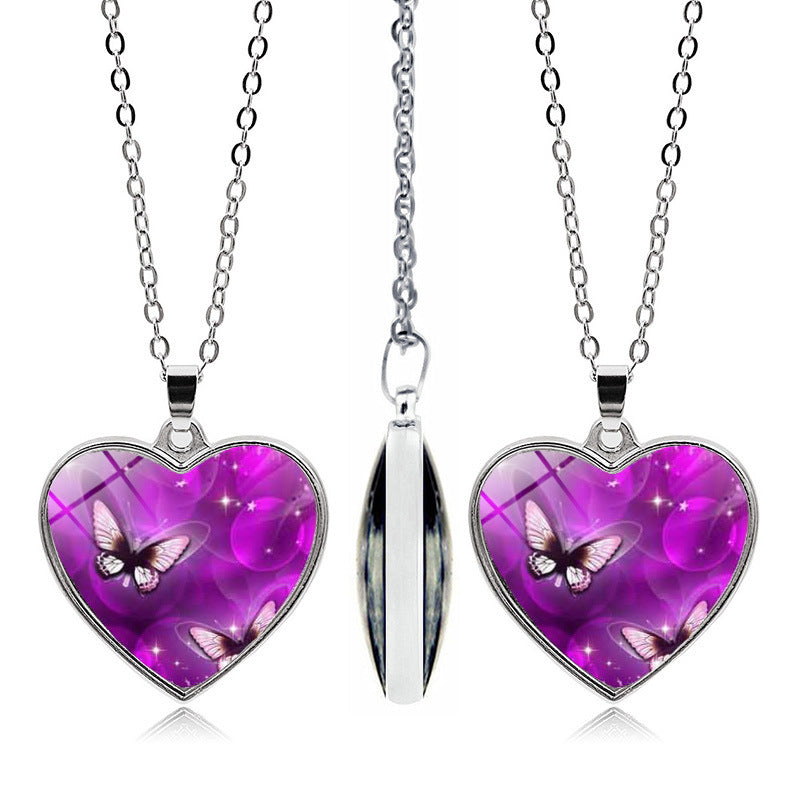 Time Gem Heart Shaped Alloy Pendant