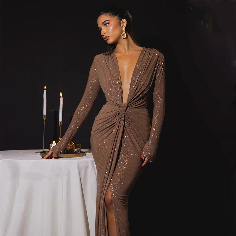 Gorgeous Long Neck Open Dress