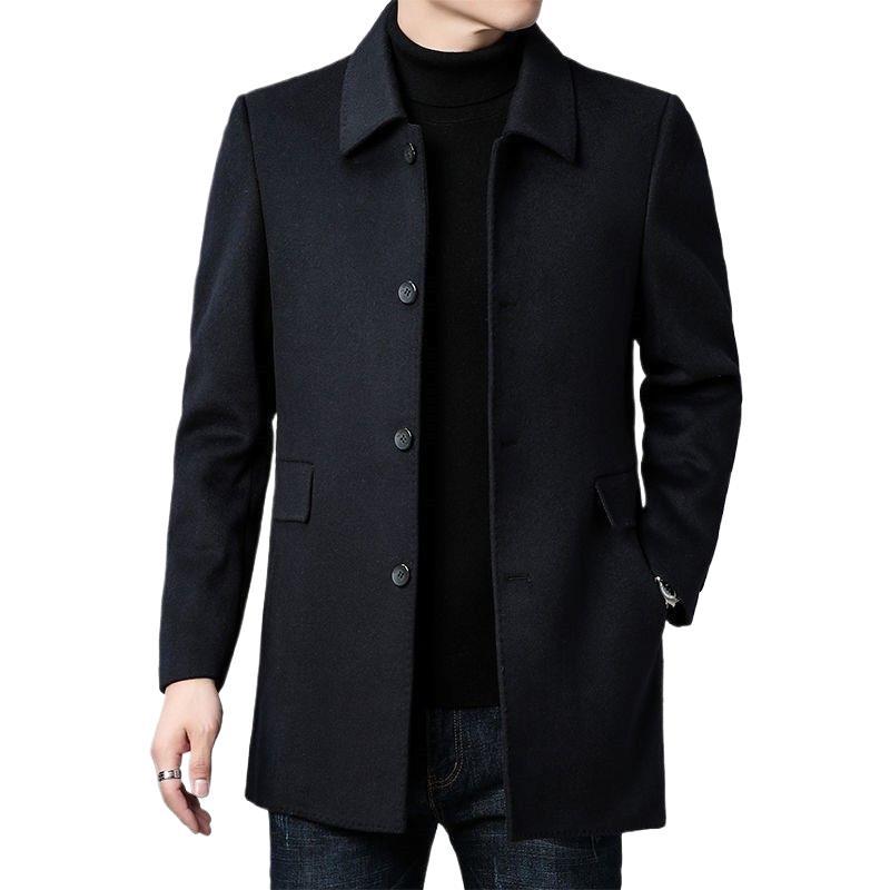 Men's Mid-length  Lapel Woolen Coat