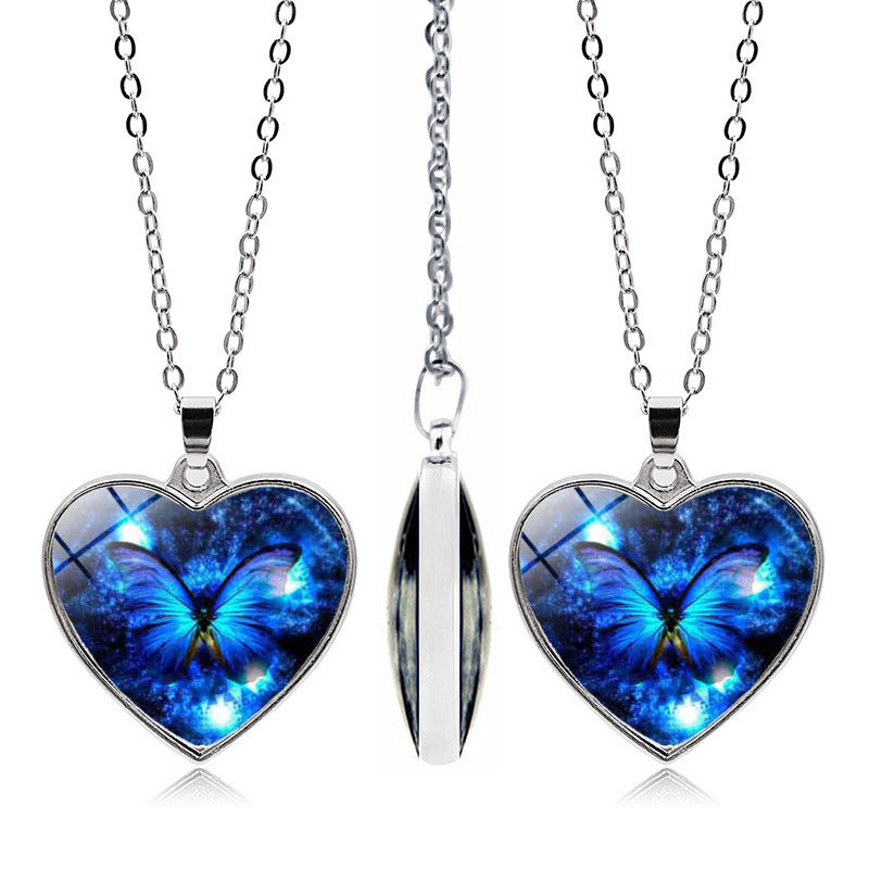 Time Gem Heart Shaped Alloy Pendant