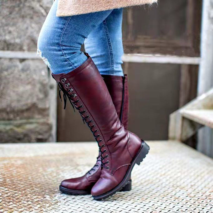 Women's Flat-bottomed Round Toe Boots