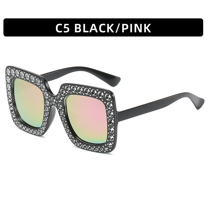 Large diamond-embellished sunglasses