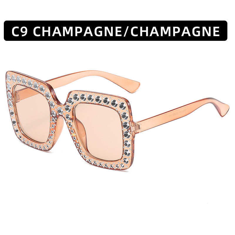 Large diamond-embellished sunglasses