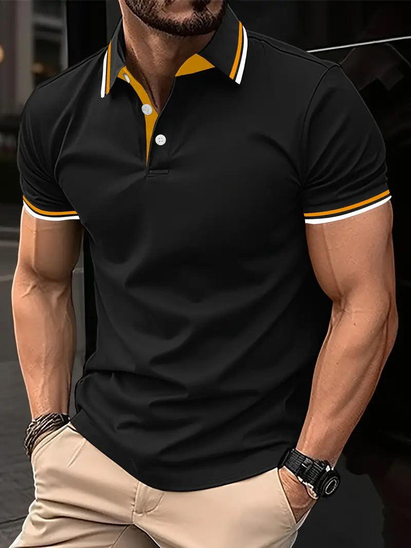 Men's Slim-fit Ribbed Striped Lapel