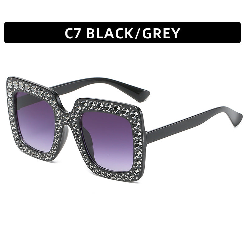 Large diamond-embellished sunglasses
