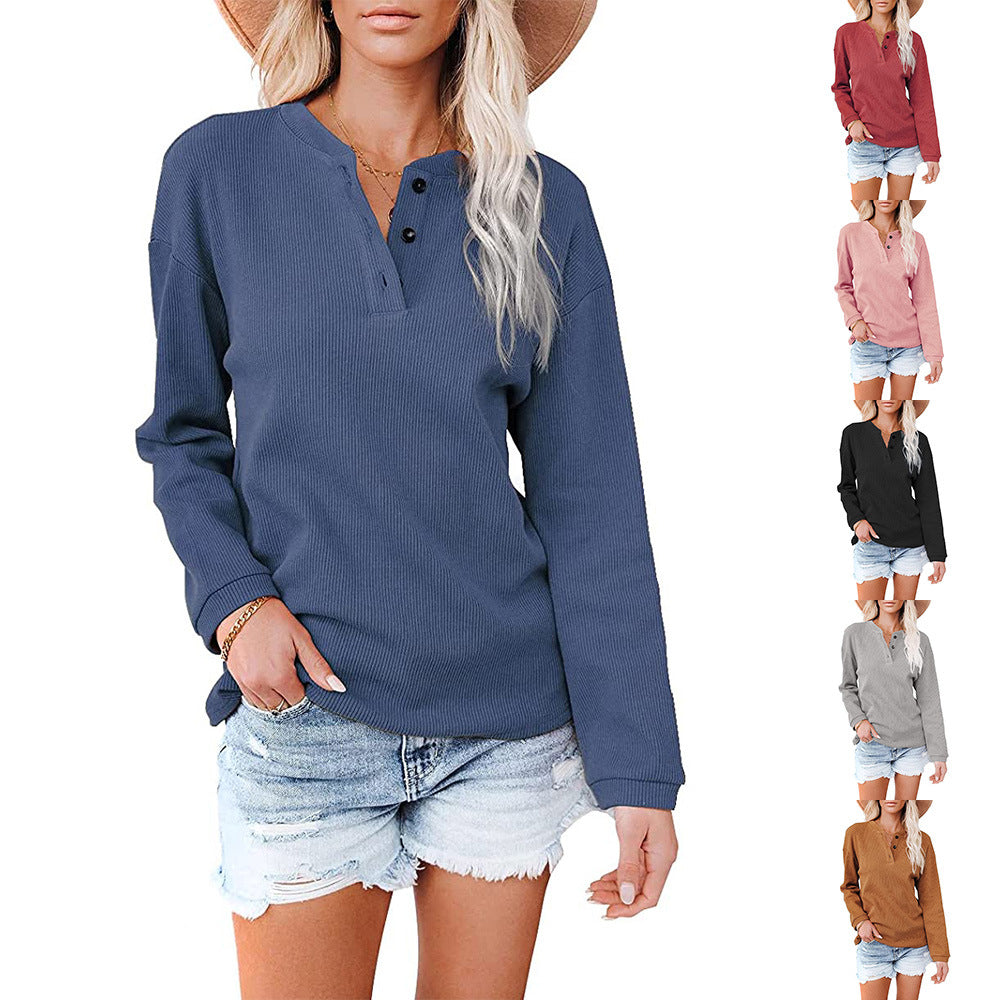 Solid Color Long-sleeved Top T-shirt Women