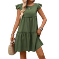 Ruffled Bohemian Solid-Color Dress
