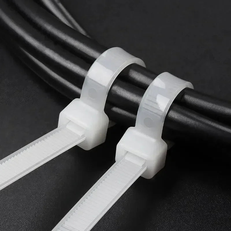 100pcs white 4x200 cable ties 