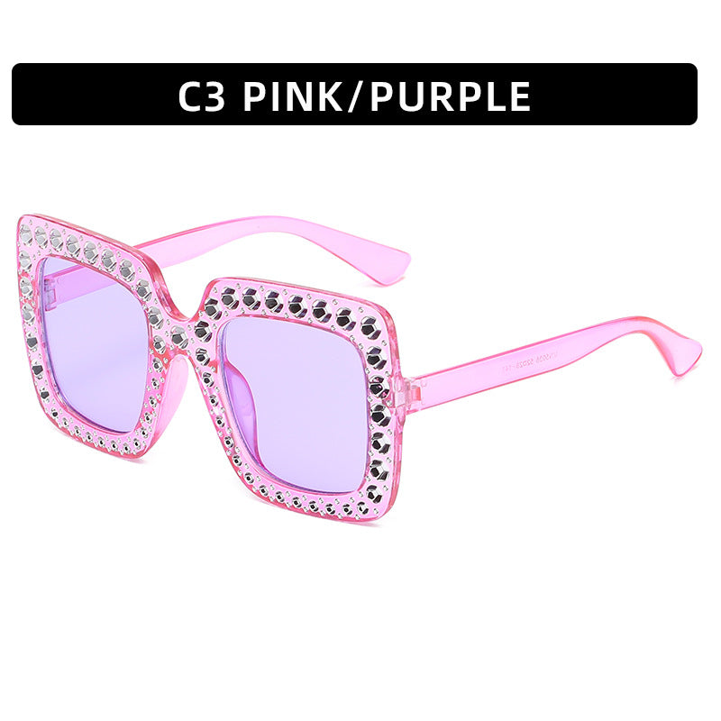 Large diamond-embellished sunglasses