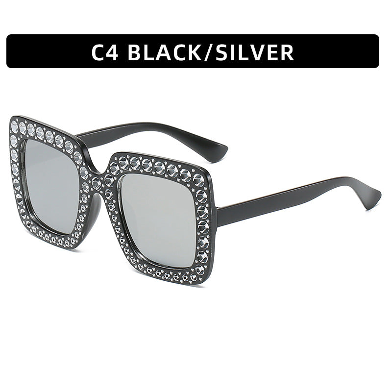 Large diamond-embellished sunglasses