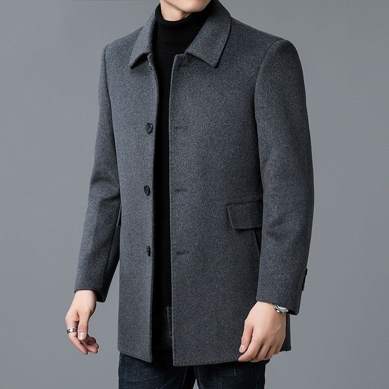 Men's Mid-length  Lapel Woolen Coat
