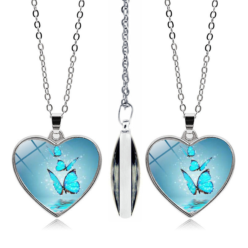 Time Gem Heart Shaped Alloy Pendant