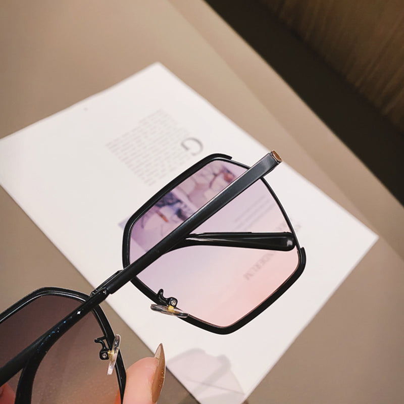 Sunglasses Oversize Metal Square Eyewear Uv400 Sunscreen Women