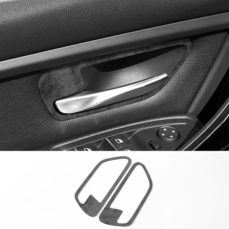 BMW F30 F34 F36 Car Door Inner Handle Trim Frame Decorative Sticker Made of Alcantara 4Pcs 