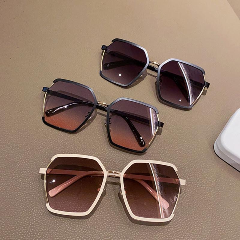 Sunglasses Oversize Metal Square Eyewear Uv400 Sunscreen Women