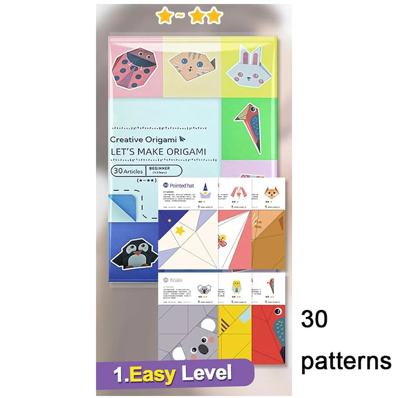 Kit with 30/96 Sheets Paper & Guide Book, DIY Craft Art for Beginners kids，Multiple difficulty level challenges