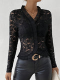 Elegant Ruffled Single Layer Paisley Lace T-shirt