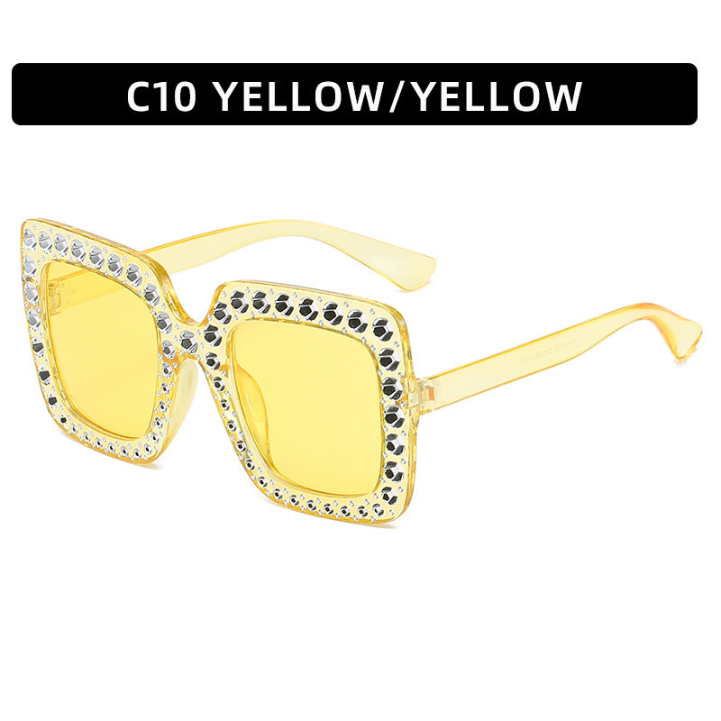 Large diamond-embellished sunglasses