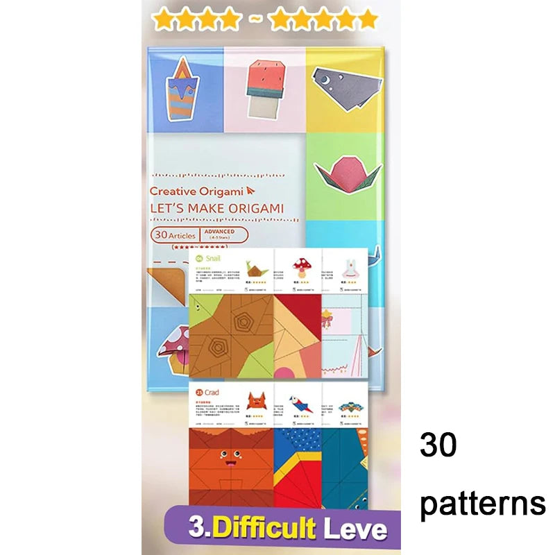 Kit with 30/96 Sheets Paper & Guide Book, DIY Craft Art for Beginners kids，Multiple difficulty level challenges 