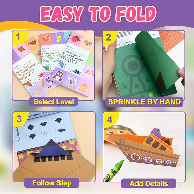 Kit with 30/96 Sheets Paper & Guide Book, DIY Craft Art for Beginners kids，Multiple difficulty level challenges 