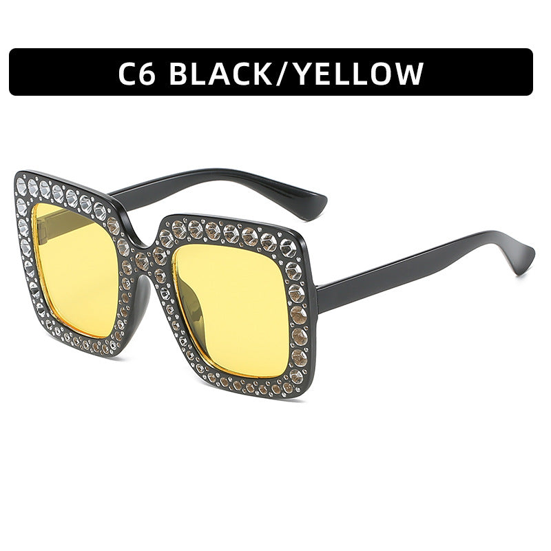 Large diamond-embellished sunglasses