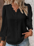 Long Sleeve V-neck Lace Patchwork Shirt